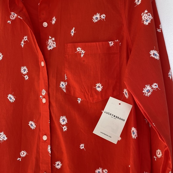 Lucky Brand Top | NWT | Button Up Shirt SM Red Floral Long Sleeve Classic Fit - Picture 4 of 5